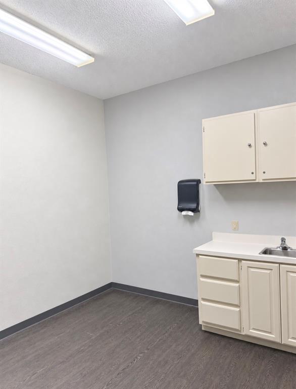 Second private room with matching sink, cabinetry, and towel dispenser